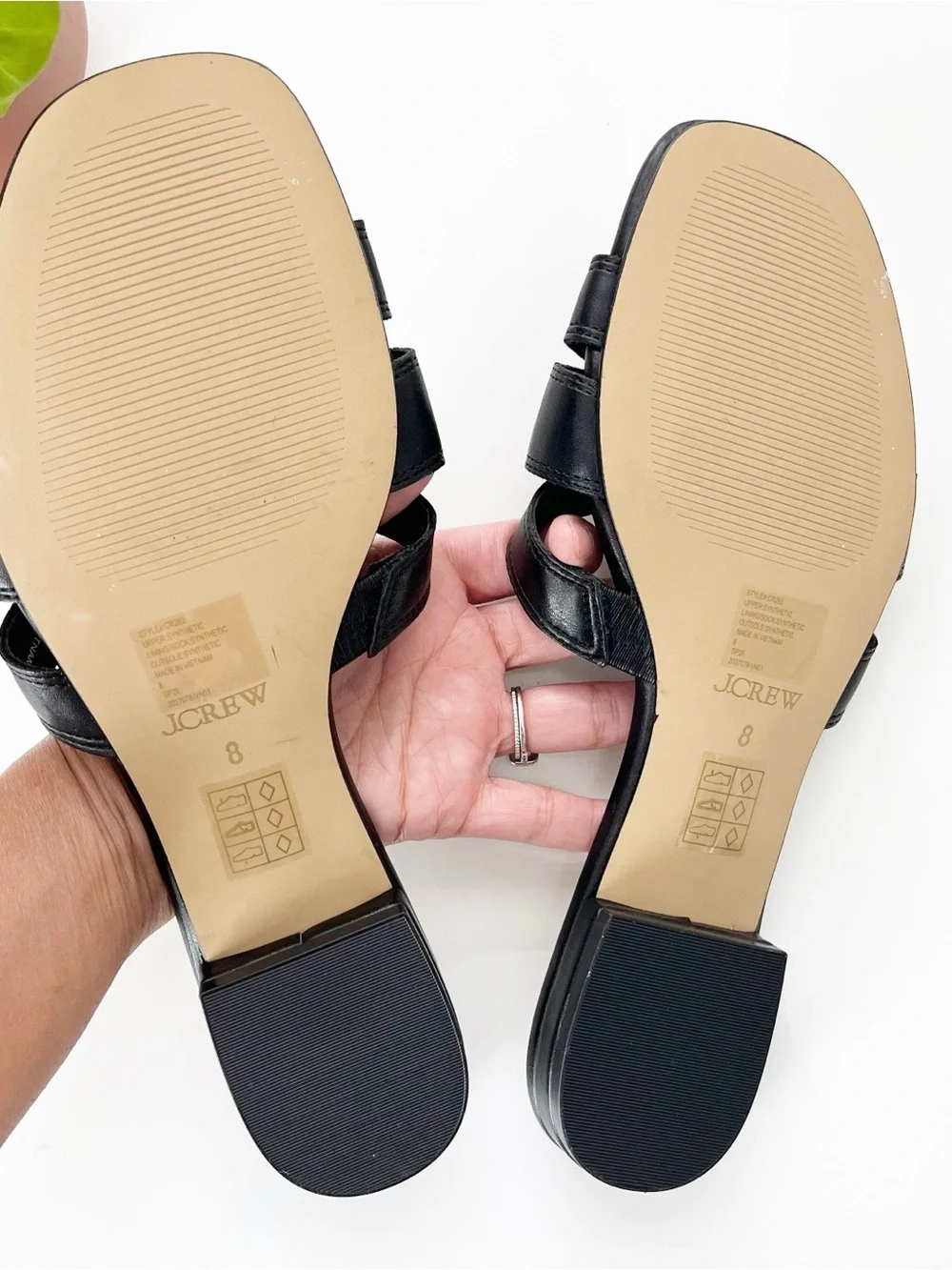 J.Crew Black Strappy Upper Gold Hardware Bit Slide Casual Sandals
